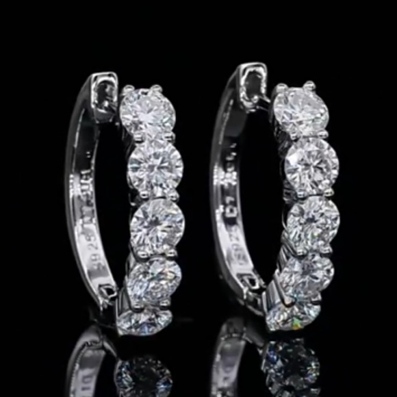 1ct. t.w. Moissanite Diamond 3mm Hoop Earrings NEW - Picture 4 of 10